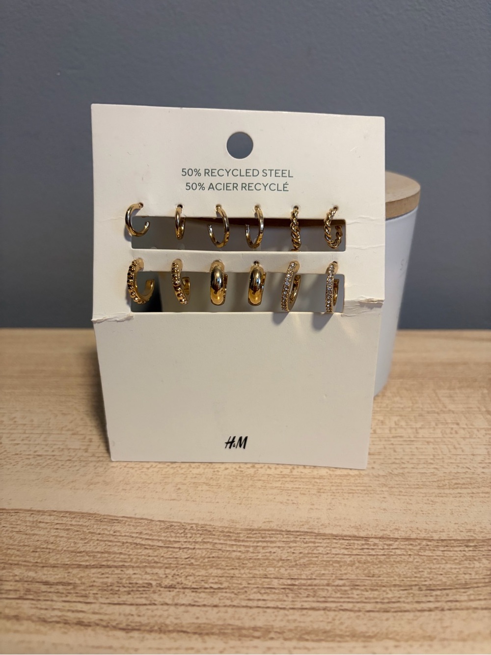 H&M Gold Tone Mixed Hoop and Huggie Earring Set